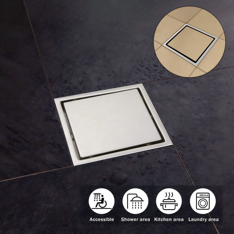 Hot sale stainless steel square floor drain with tile Insert   